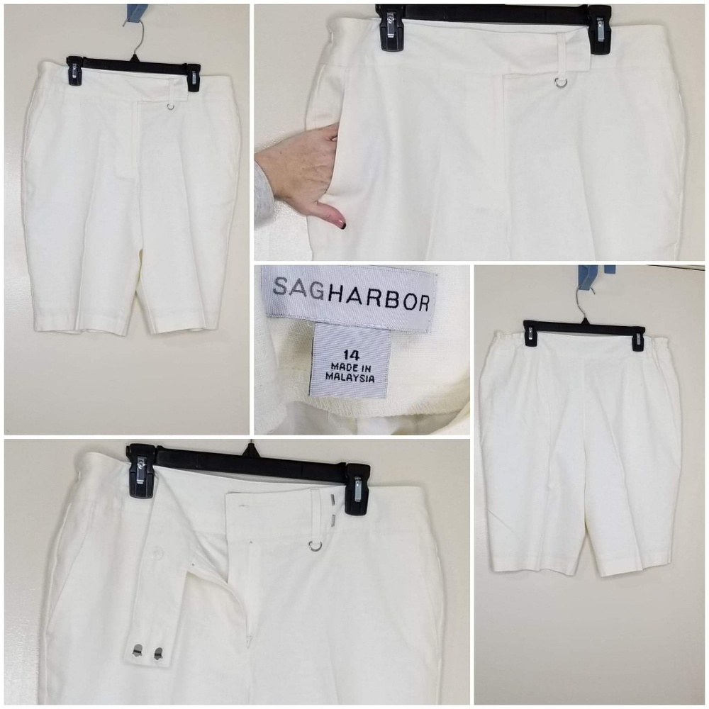 Sag Harbor Off White Linen/Rayon Dress Shorts S/14